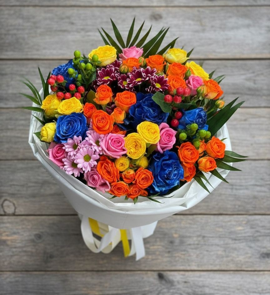 Букет цветов из: Розы и Хризантемы в Касторное