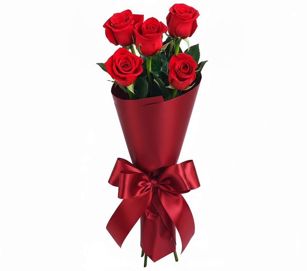 Букет 5 Красных роз Эдлесс Лав в Касторное