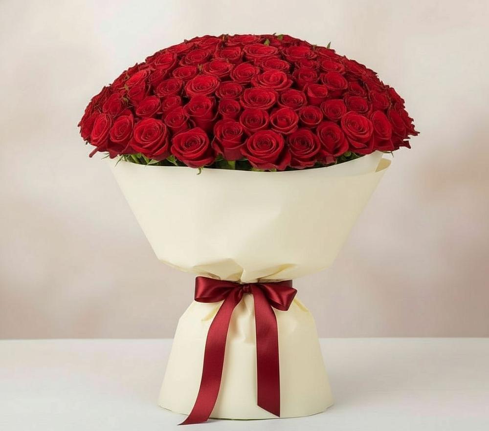 Букет 101 Красная роза Милано в Касторное
