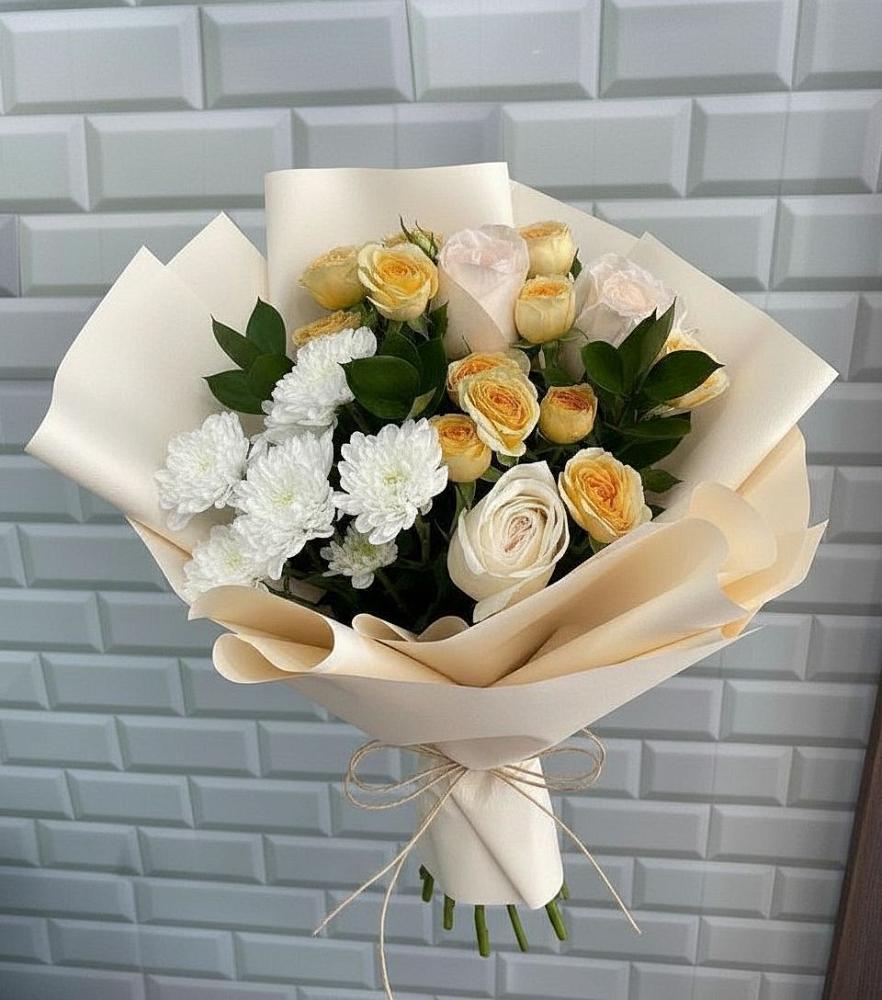 Букет цветов из: Розы и Хризантемы в Касторное