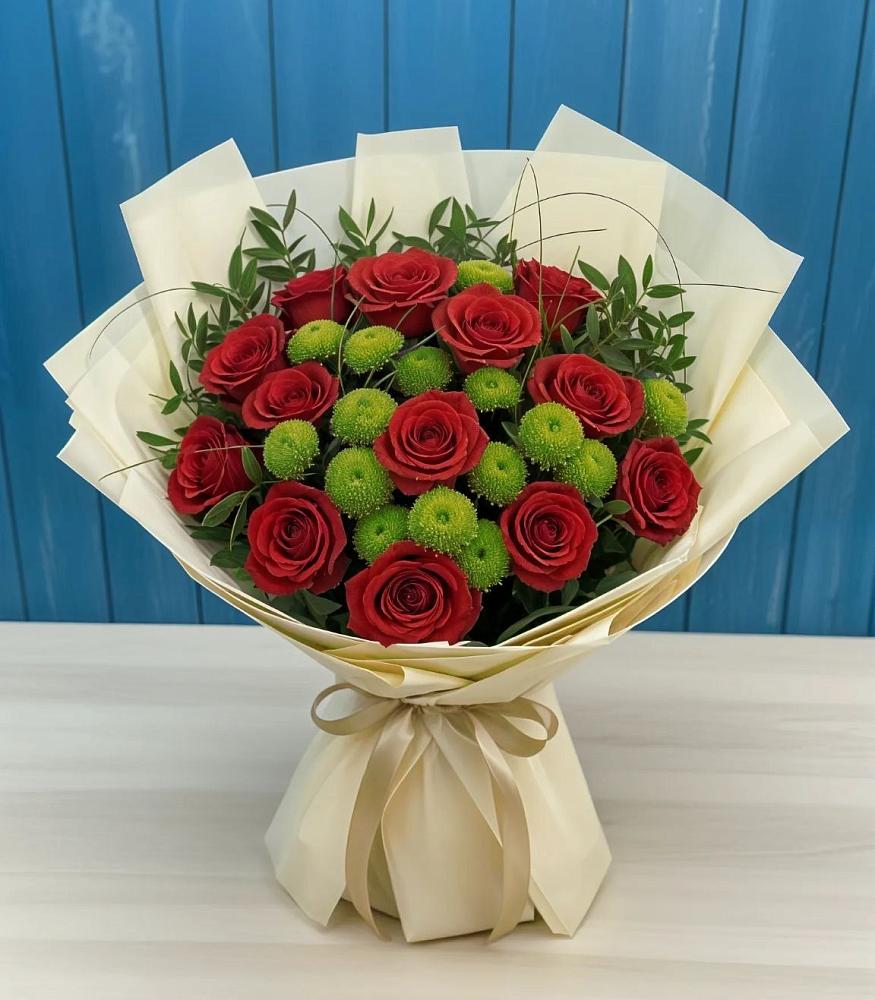 Букет цветов из: Розы и Хризантемы в Касторное